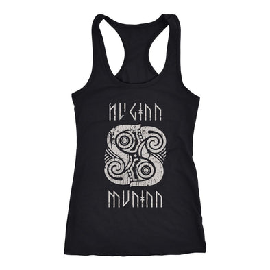 Huginn Muninn Raven Racerback Tank DistressedT-shirtNext Level Racerback TankBlackXS