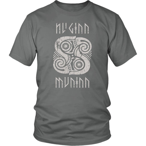 Huginn Muninn Raven Shirt DistressedT-shirtDistrict Unisex ShirtGreyS