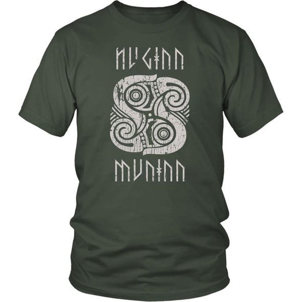 Huginn Muninn Raven Shirt DistressedT-shirtDistrict Unisex ShirtOliveS