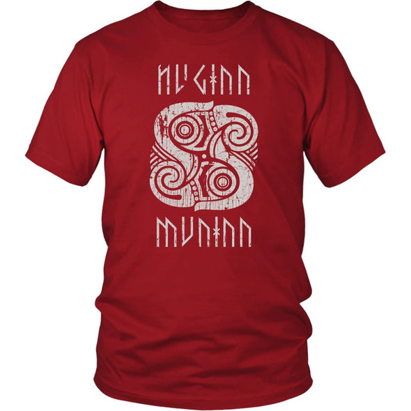 Huginn Muninn Raven Shirt DistressedT-shirtDistrict Unisex ShirtRedS