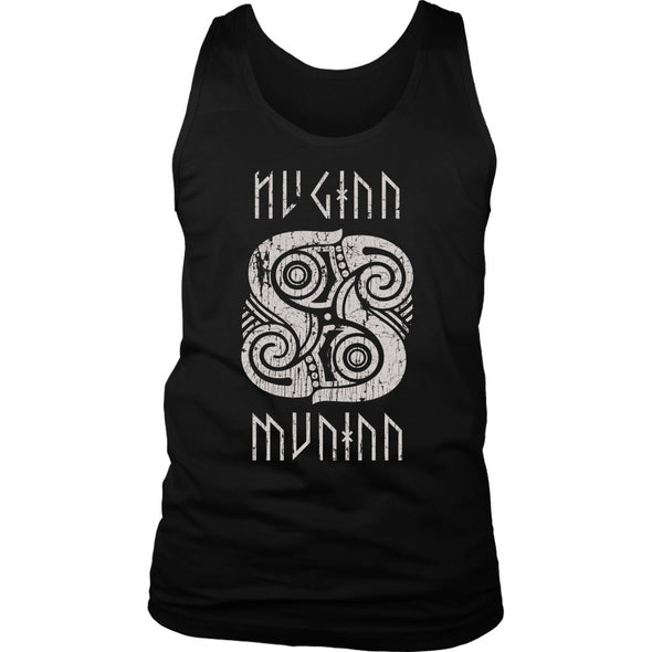 Huginn Muninn Raven Tank Top DistressedT-shirtDistrict Mens TankBlackS