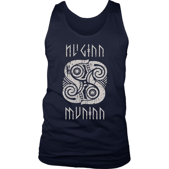 Huginn Muninn Raven Tank Top DistressedT-shirtDistrict Mens TankNavyS