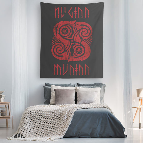 Huginn Muninn Raven Tapestry DistressedTapestries