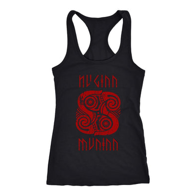 Huginn Muninn Red Raven Racerback Tank DistressedT-shirtNext Level Racerback TankBlackXS