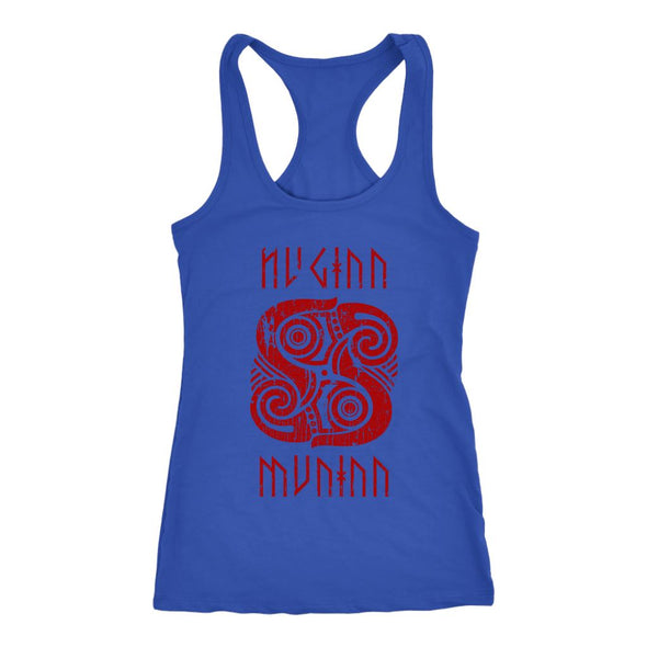 Huginn Muninn Red Raven Racerback Tank DistressedT-shirtNext Level Racerback TankRoyalXS