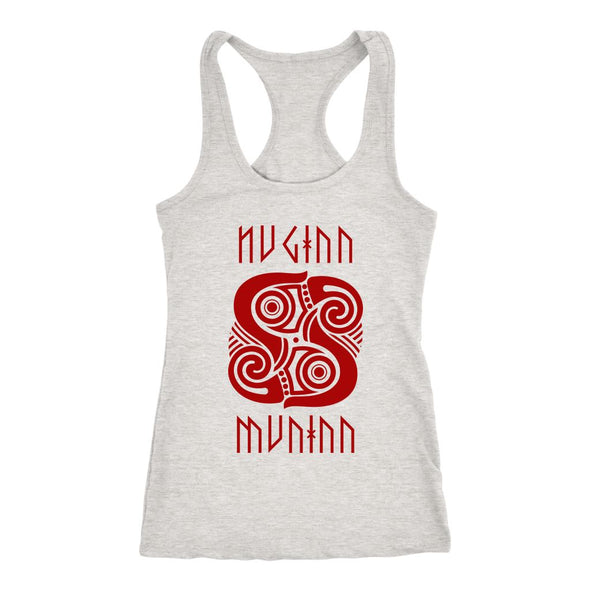 Huginn Muninn Red Raven Racerback TankT-shirtNext Level Racerback TankHeather GreyXS