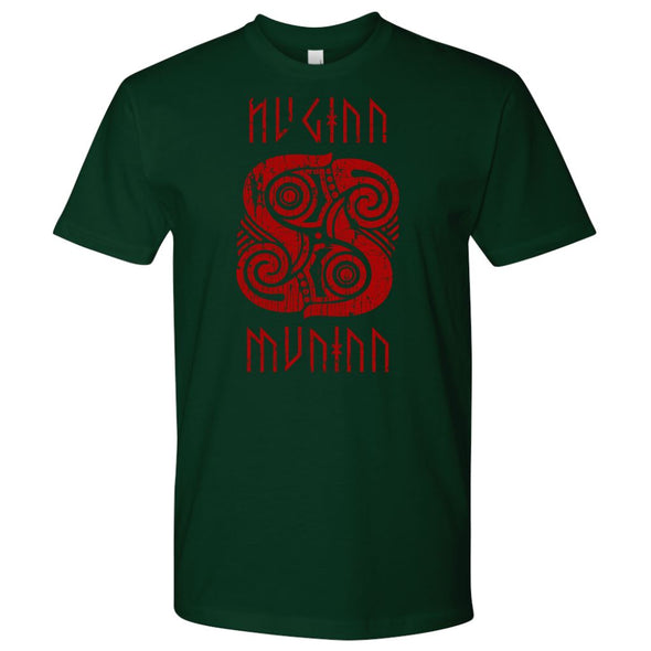 Huginn Muninn Red Raven T-Shirt DistressedT-shirtNext Level Mens ShirtForest GreenS