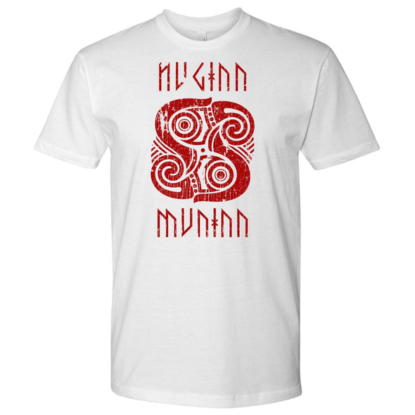 Huginn Muninn Red Raven T-Shirt DistressedT-shirtNext Level Mens ShirtWhiteS