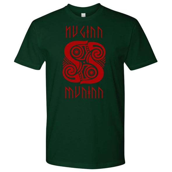 Huginn Muninn Red Raven T-ShirtT-shirtNext Level Mens ShirtForest GreenS