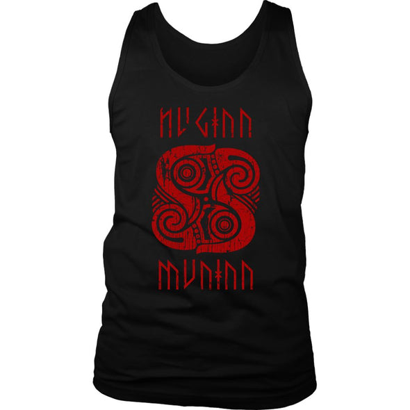 Huginn Muninn Red Raven Tank Top DistressedT-shirtDistrict Mens TankBlackS