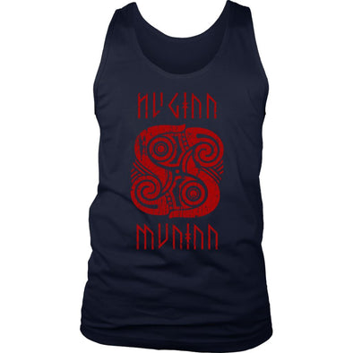 Huginn Muninn Red Raven Tank Top DistressedT-shirtDistrict Mens TankNavyS