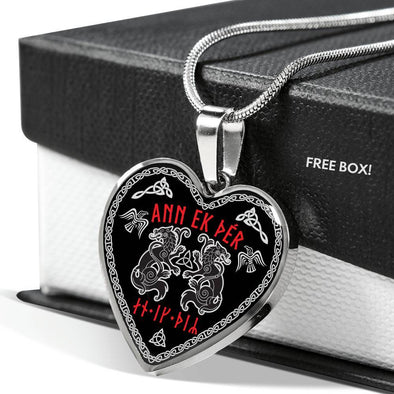 I Love You Norse Wolf Heart NecklaceJewelryLuxury Necklace (Silver)No