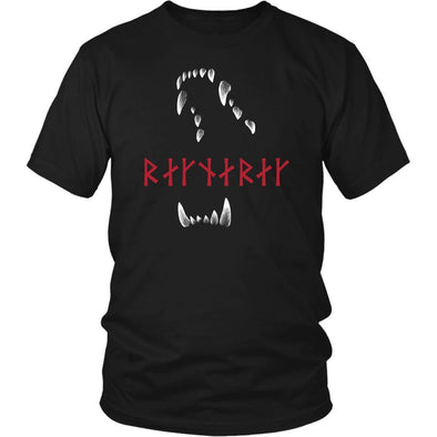 Jaws of Fenrir Ragnarök Red Runes Cotton T-ShirtT-shirtDistrict Unisex ShirtBlackS