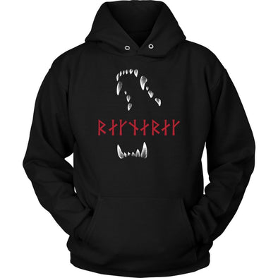 Jaws of Fenrir Ragnarök Red Runes HoodieT-shirtUnisex HoodieBlackS