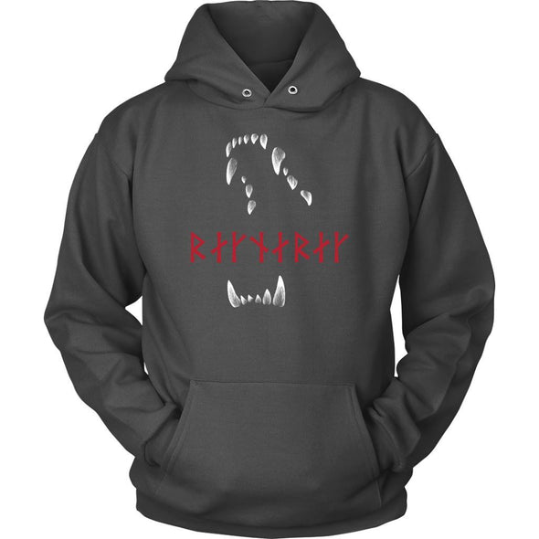 Jaws of Fenrir Ragnarök Red Runes HoodieT-shirtUnisex HoodieCharcoalS