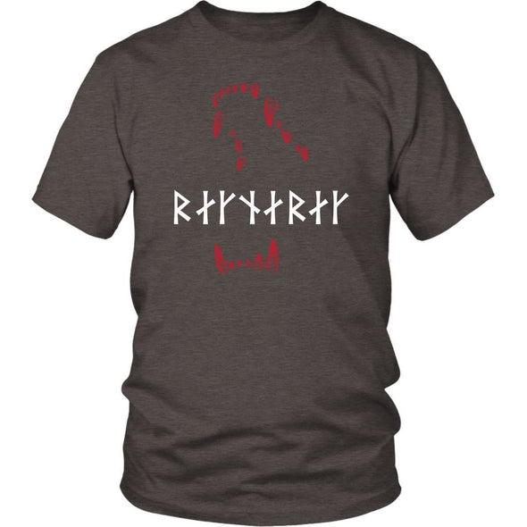 Jaws of Fenrir Ragnarök Runes Cotton T-ShirtT-shirtDistrict Unisex ShirtHeather BrownS