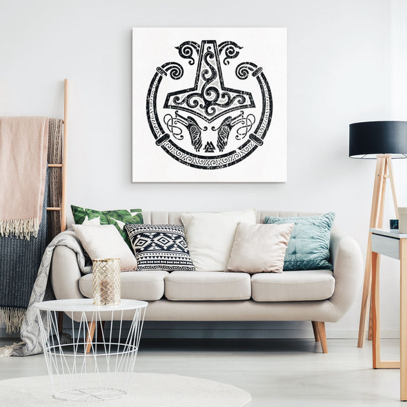 Mjolnir Norse Thors Hammer Viking Torc Canvas ArtCanvas Wall Art 2