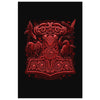 Mjölnir Red Thors Raven Hammer Canvas ArtCanvas Wall Art 28 x 12