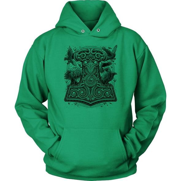 Mjölnir Thors Raven Hammer HoodieT-shirtUnisex HoodieKelly GreenS