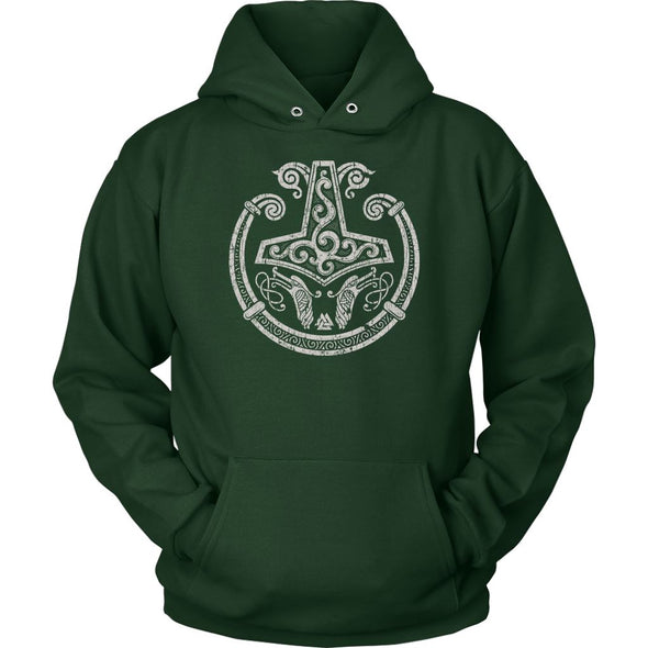 Mjolnir Viking Torc Hoodie DistressedT-shirtUnisex HoodieDark GreenS