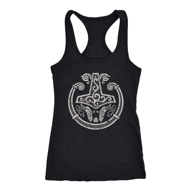 Mjolnir Viking Torc Racerback Tank DistressedT-shirtNext Level Racerback TankBlackXS