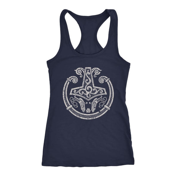 Mjolnir Viking Torc Racerback Tank DistressedT-shirtNext Level Racerback TankNavyXS