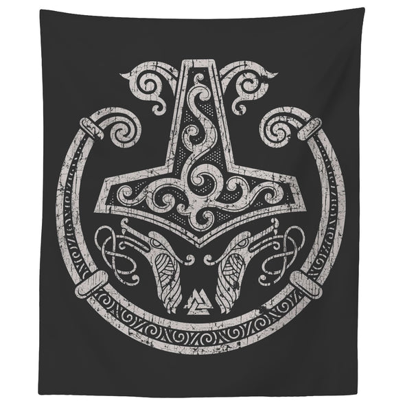 Mjolnir Viking Torc Wall Tapestry DistressedTapestries60" x 50"