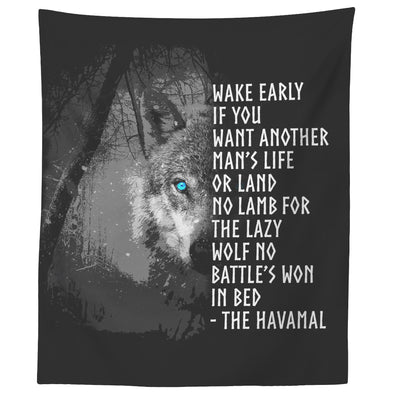 Motivational Norse Viking Wolf Quote TapestryTapestries60" x 50"