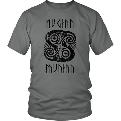 Muninn Huginn Raven Shirt DistressedT-shirtDistrict Unisex ShirtGreyS