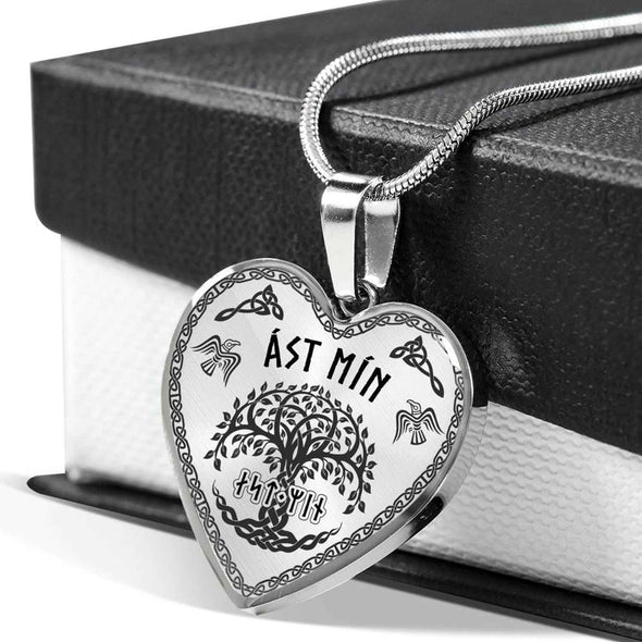 My Love Old Norse Runes Heart NecklaceJewelryLuxury Necklace (Silver)No