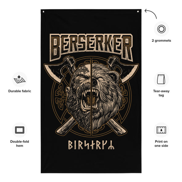 Nordic Viking Berserker Wall Flag