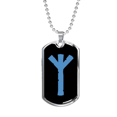 Norse Algiz Viking Rune of Protection Elder Futhark Necklace Pendant Dog TagJewelry