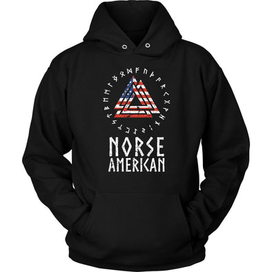 Norse American Valknut Runes HoodieT-shirtUnisex HoodieBlackS