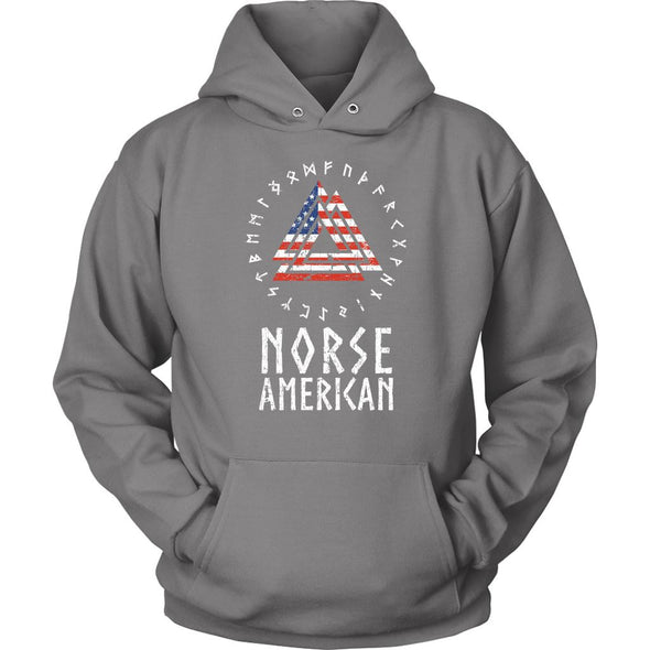 Norse American Valknut Runes HoodieT-shirtUnisex HoodieGreyS