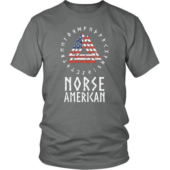 Norse American Valknut Runes T-ShirtT-shirtDistrict Unisex ShirtGreyS