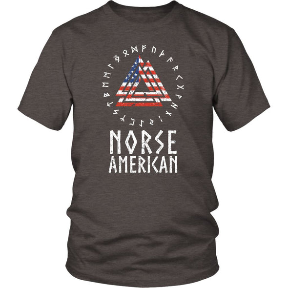 Norse American Valknut Runes T-ShirtT-shirtDistrict Unisex ShirtHeather BrownS