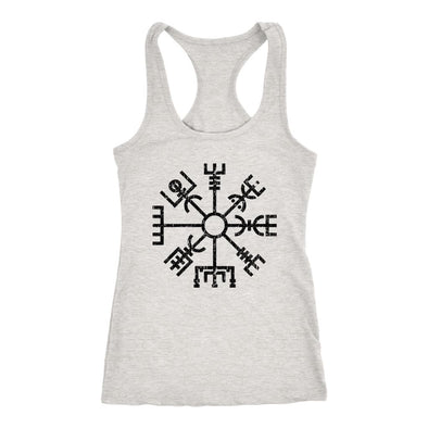 Norse Black Vegvisir Racerback Tank TopT-shirtNext Level Racerback TankHeather GreyXS