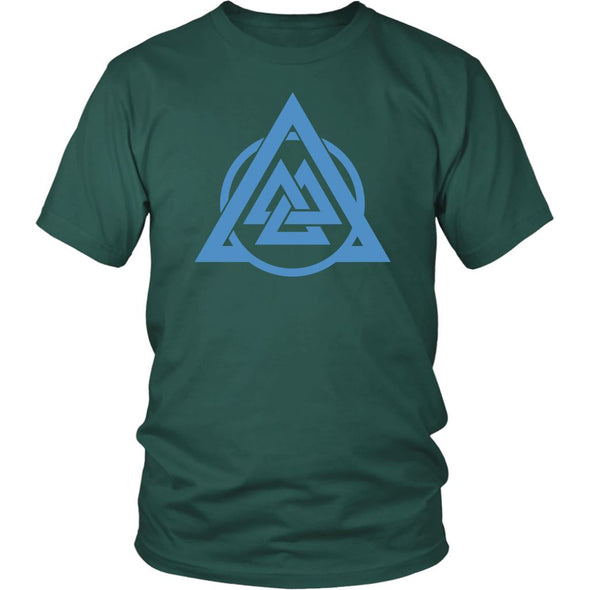 Norse Blue Valknut Triangle Circle Cotton T-ShirtT-shirtDistrict Unisex ShirtDark GreenS