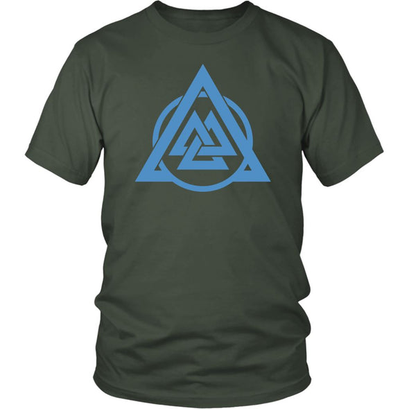 Norse Blue Valknut Triangle Circle Cotton T-ShirtT-shirtDistrict Unisex ShirtOliveS