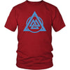 Norse Blue Valknut Triangle Circle Cotton T-ShirtT-shirtDistrict Unisex ShirtRedS