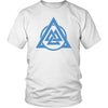 Norse Blue Valknut Triangle Circle Cotton T-ShirtT-shirtDistrict Unisex ShirtWhiteS