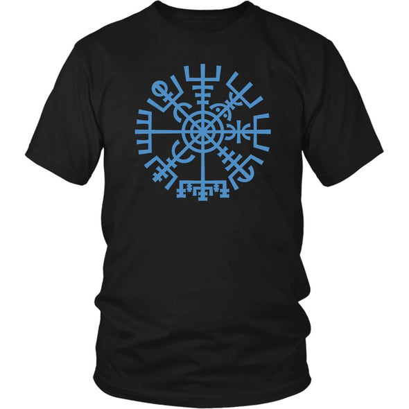 Norse Blue Vegvisir Compass Cotton T-ShirtT-shirtDistrict Unisex ShirtBlackS