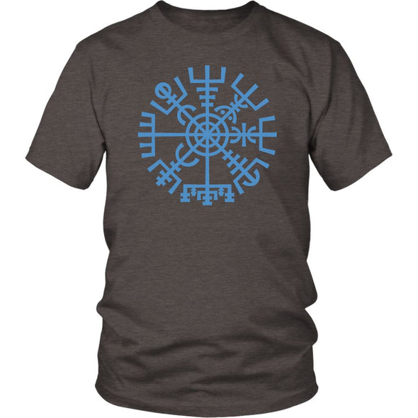 Norse Blue Vegvisir Compass Cotton T-ShirtT-shirtDistrict Unisex ShirtHeather BrownS