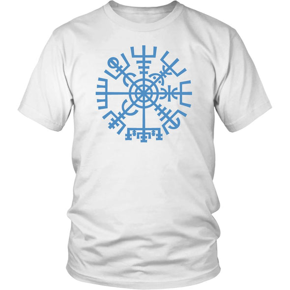 Norse Blue Vegvisir Compass Cotton T-ShirtT-shirtDistrict Unisex ShirtWhiteS