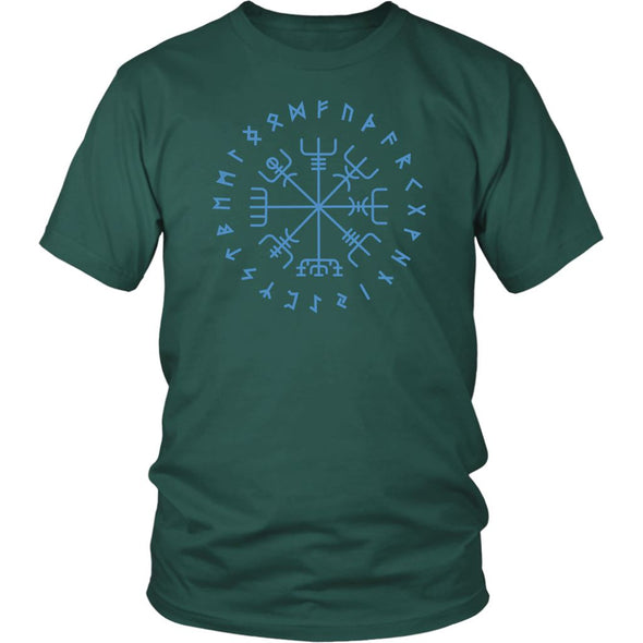 Norse Blue Vegvisir Elder Runes Cotton T-ShirtT-shirtDistrict Unisex ShirtDark GreenS