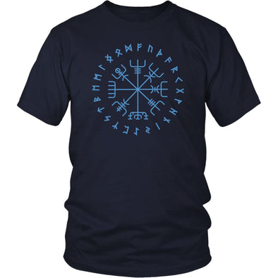 Norse Blue Vegvisir Elder Runes Cotton T-ShirtT-shirtDistrict Unisex ShirtNavyS