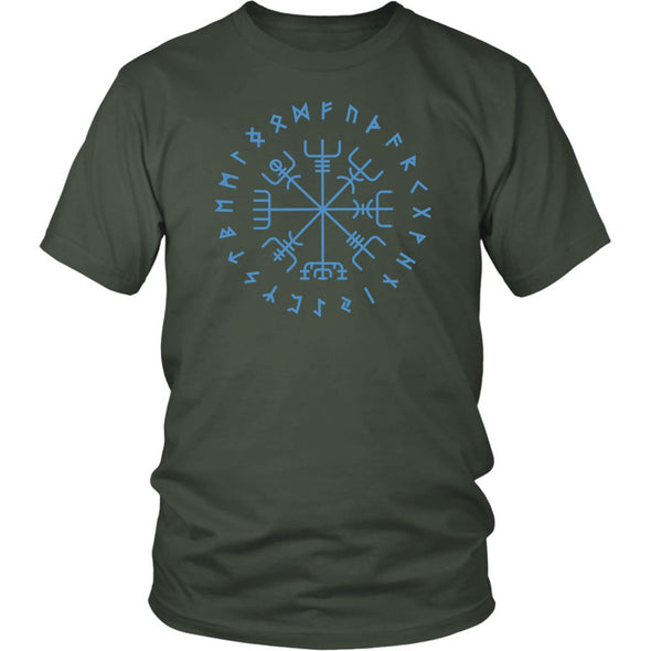 Norse Blue Vegvisir Elder Runes Cotton T-ShirtT-shirtDistrict Unisex ShirtOliveS