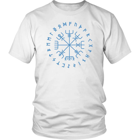 Norse Blue Vegvisir Elder Runes Cotton T-ShirtT-shirtDistrict Unisex ShirtWhiteS