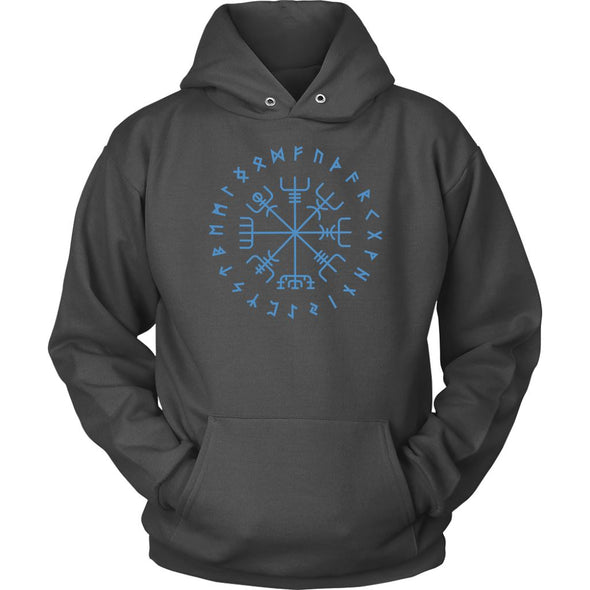 Norse Blue Vegvisir Elder Runes HoodieT-shirtUnisex HoodieCharcoalS