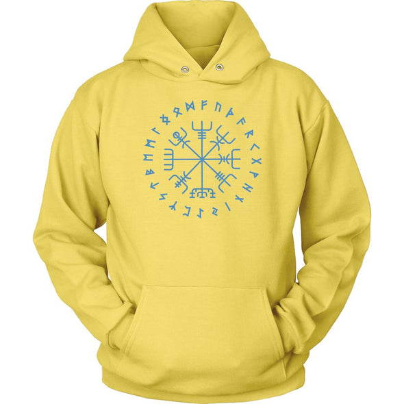 Norse Blue Vegvisir Elder Runes HoodieT-shirtUnisex HoodieYellowS